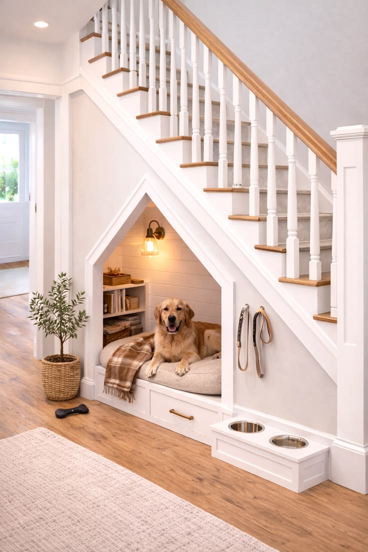 Under stairs storage with concealed cabinetry and drawers